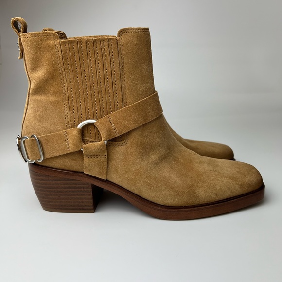 SAM EDELMAN Bellamie Suede Riding Heel Biker Boots Size 9 - Picture 1 of 16